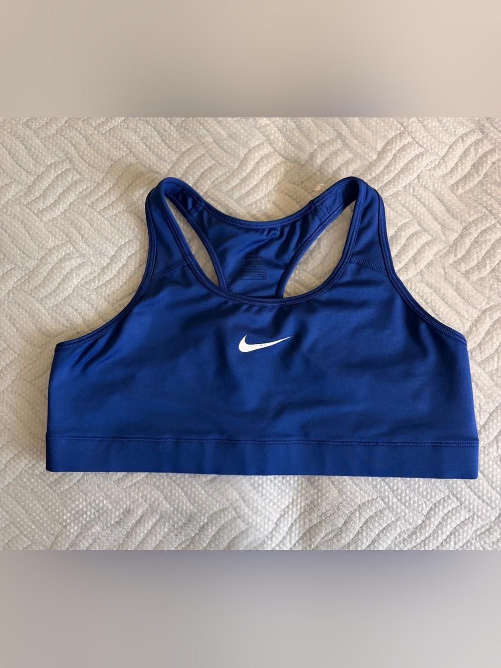 Nike  Blue Racerback Sports Bra with White Swoosh Sz XL